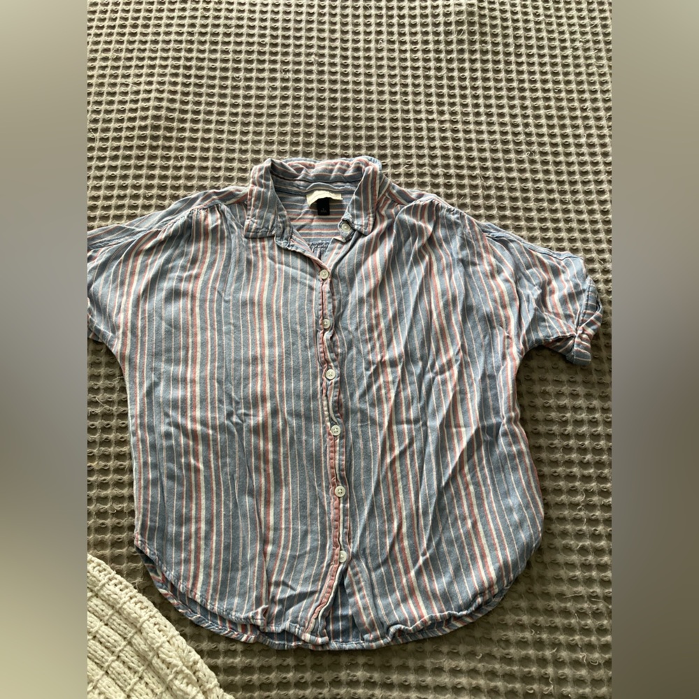 Cute and cozy striped button down top